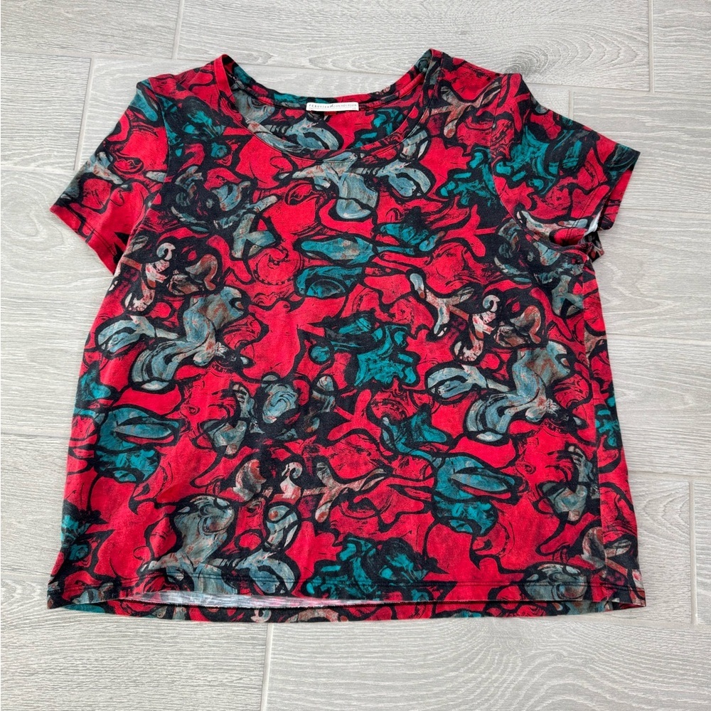 PERUVIAN CONNECTION Abstract Print Red Top Size XXL GUC